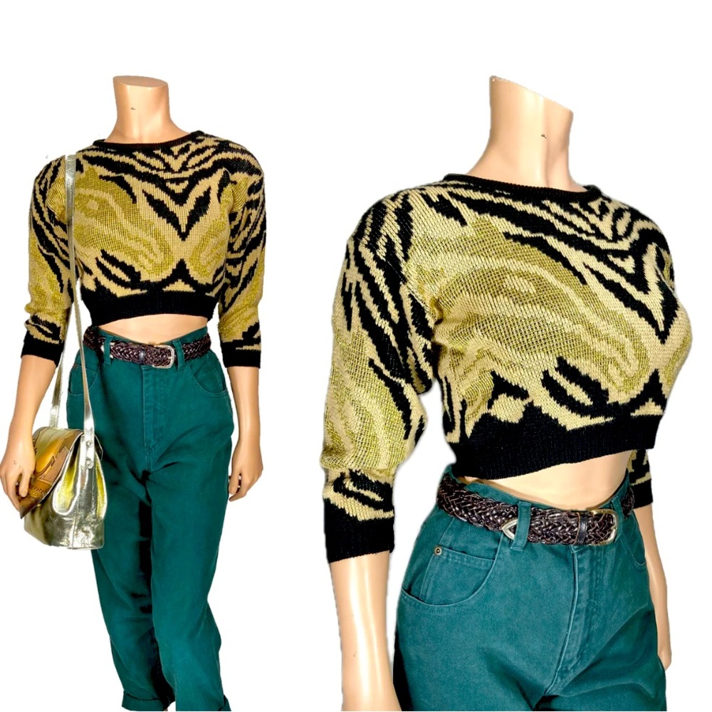 Cropped animal print sweater